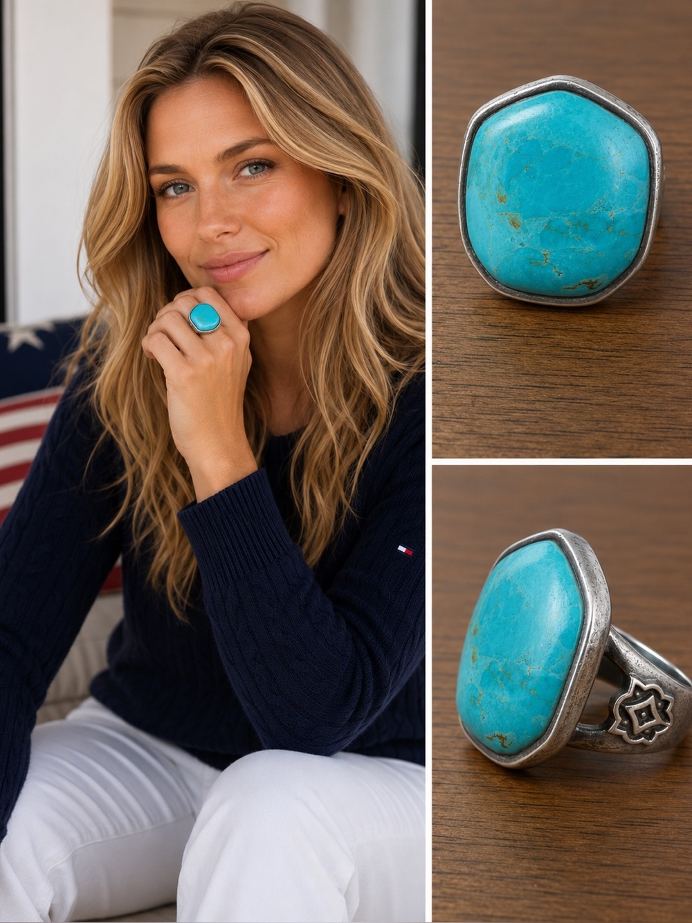 Studio Barse Turquoise Statement Ring – Sterling Silver (925) Southwestern Boho